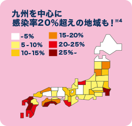 九州を中心に感染率20％超えの地域も！